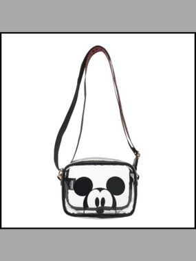 Clear PVC Crossbody Handbag Mickey Mouse Graphic Woven Strap